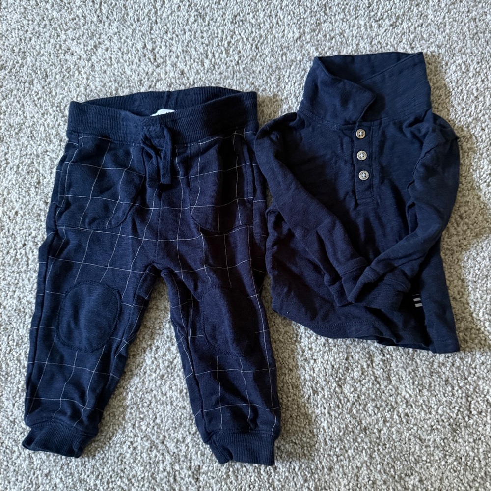 Navy Blue Splendid Baby pants and shirt set - 3-6 Months